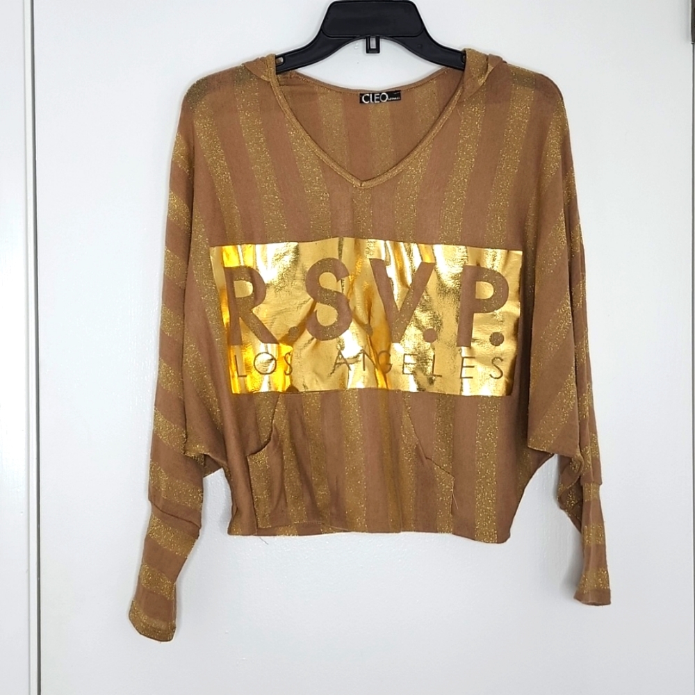 Rsvp los angles gold stripped cropped hoodie 🔥 5/$25 Bundle Sale 🔥